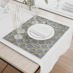 Art Deco Vintage Floral Fan Pattern Blue Gold Placemat<br><div class="desc">A beautiful,  elegant vintage art deco or art nouveau design,  featuring a pattern of stylised dusty blue and gold floral fans.</div>