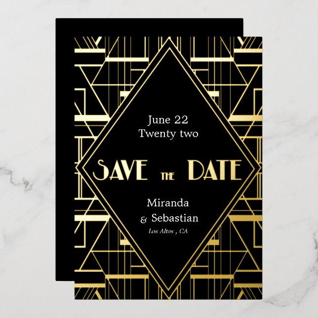 Art Deco Vintage Gatsby Save the Date  (Front/Back)