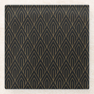 Art Deco: vintage geometric wallpaper. Glass Coaster