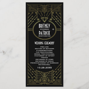 Art Deco Vintage Gold and Black Wedding Programs