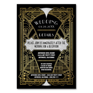 Art Deco Vintage Gold Black Wedding Inserts Cards