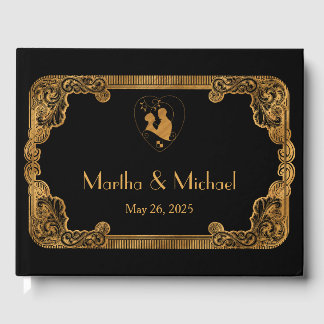 Art Deco Vintage Gold Foil Pattern Wedding Guest Book