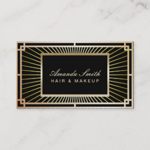 Art Deco Vintage Gold Hair Stylist & Makeup Artist Business Card