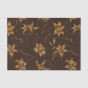 Art Deco Vintage Golden Brown Lily Flower  Tissue Paper