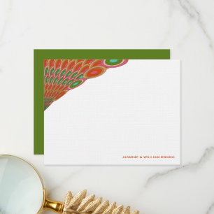 Art Deco Vintage Scallop Fan Boho Asian Wedding Thank You Card