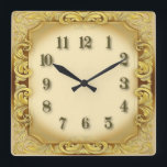Art Deco Vintage Square Wall Clock<br><div class="desc">Great clock design. You will love it like others. Be free to use this design for other product you like or to customise and add your text. Follow me for more. Thank you. Have a nice day.</div>