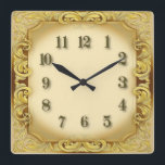 Art Deco Vintage Square Wall Clock<br><div class="desc">Great clock design. You will love it like others. Be free to use this design for other product you like or to customise and add your text. Follow me for more. Thank you. Have a nice day.</div>