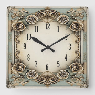 Art Deco Vintage Square Wall Clock