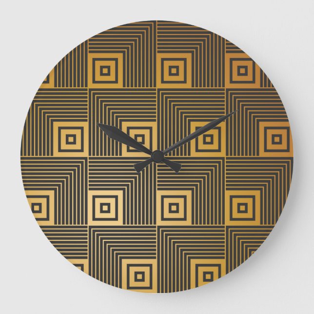 Art Deco Vintage Wallpaper Pattern Large Clock (Front)