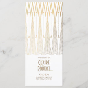 Art Deco Vintage White and Gold Wedding Programs