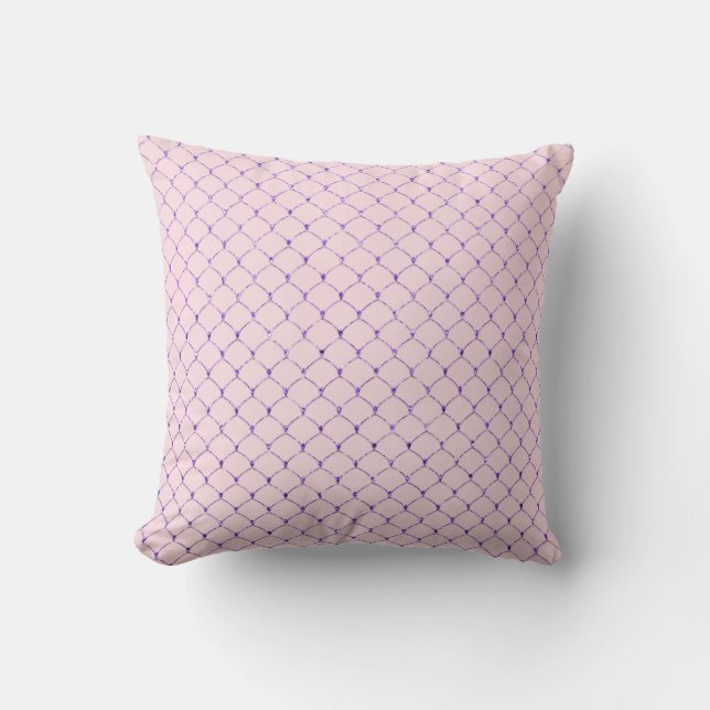 Art Deco Violet Pink Net White Scales Mermaid Cushion (Front)
