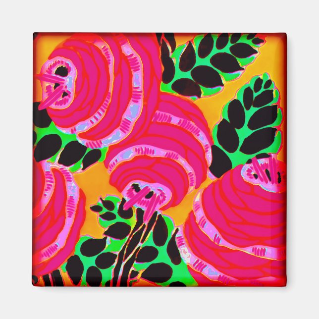 Art Deco Wallflowers - Hot Pink+ (magnet) Magnet (Front)