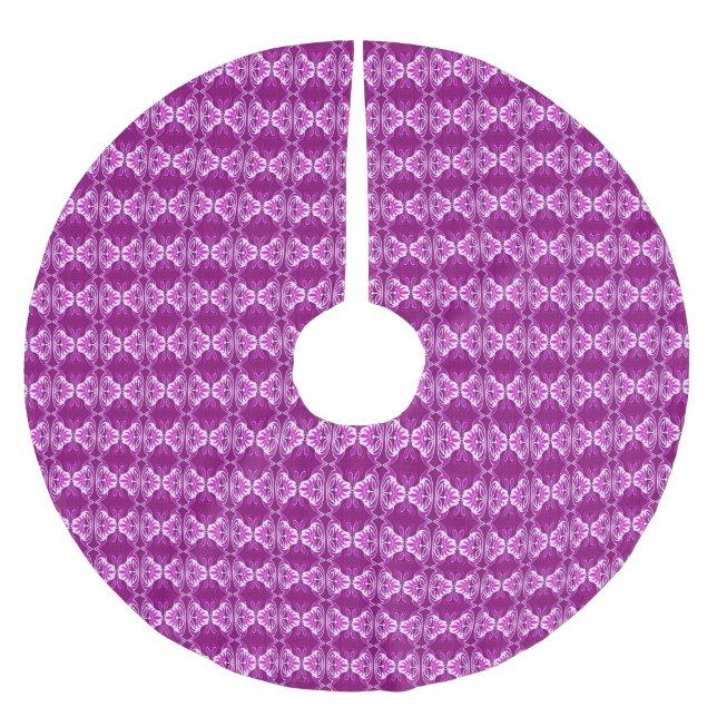 Art Deco wallpaper - amethyst purple and white Brushed Polyester Tree Skirt (Front)