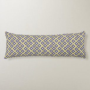 Art Deco Wallpaper Pattern, Beige and Blue Body Cushion