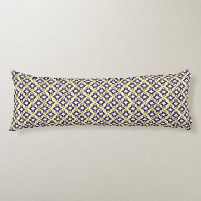 Art Deco Wallpaper Pattern, Beige and Blue Body Cushion (Front)