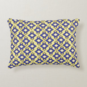 Art Deco Wallpaper Pattern, Beige and Blue Decorative Cushion