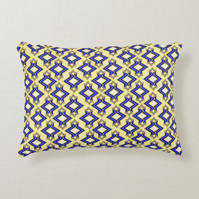 Art Deco Wallpaper Pattern, Beige and Blue Decorative Cushion (Front)