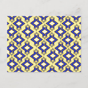 Art Deco Wallpaper Pattern, Beige and Blue Postcard