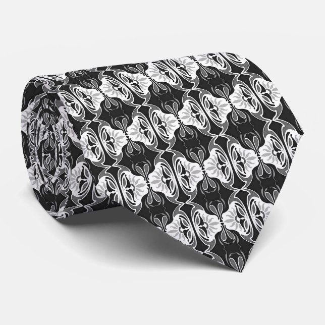 Art Deco wallpaper pattern - black and white Tie (Rolled)