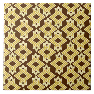 Art Deco Wallpaper Pattern, Brown and Gold Ceramic Tile