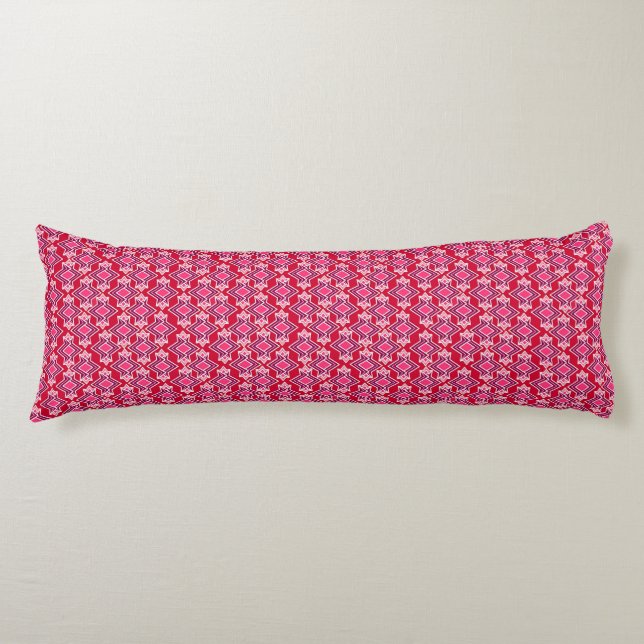 Art Deco Wallpaper Pattern, Burgundy Wine Body Cushion (Front)