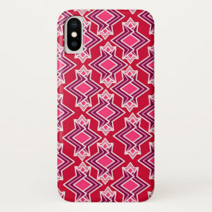 Art Deco Wallpaper Pattern, Burgundy Wine iPhone X Case