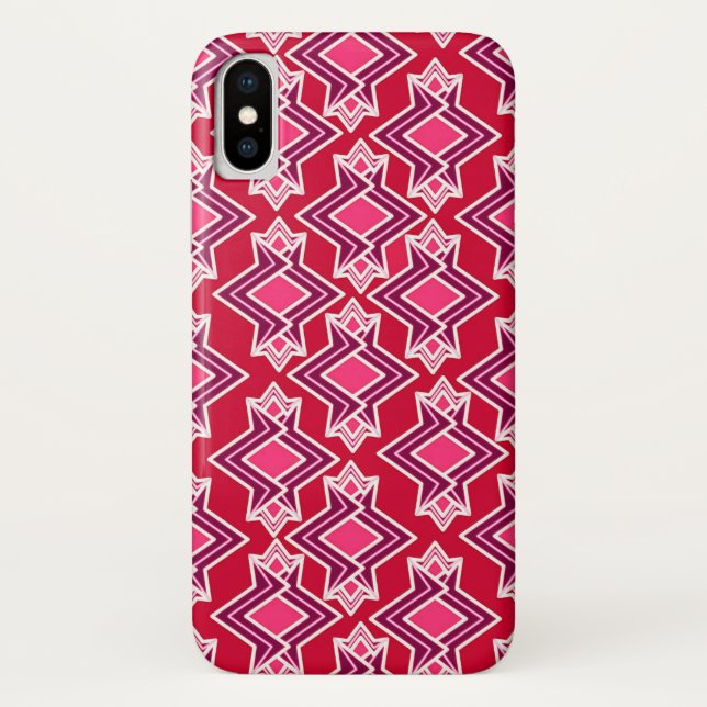 Art Deco Wallpaper Pattern, Burgundy Wine Case-Mate iPhone Case (Back)