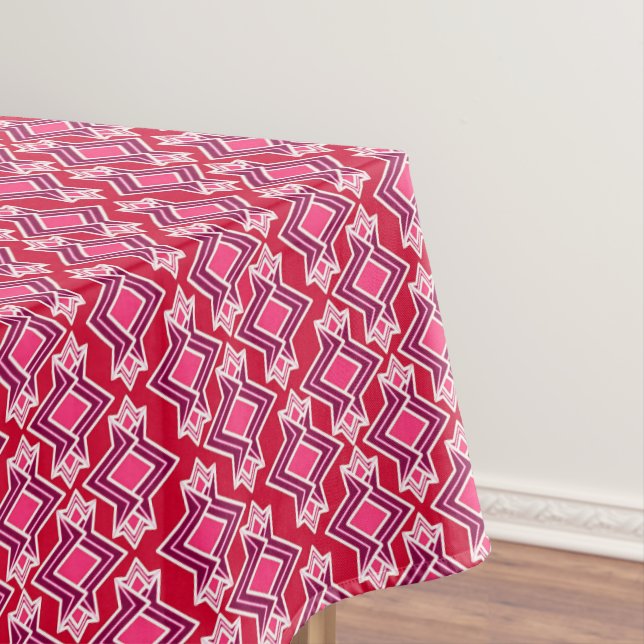 Art Deco Wallpaper Pattern, Burgundy Wine Tablecloth (In Situ)