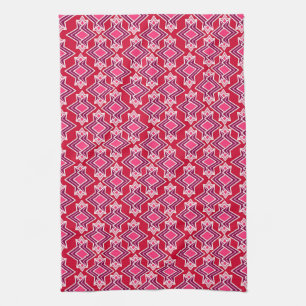 Art Deco Wallpaper Pattern, Burgundy Wine Tea Towel