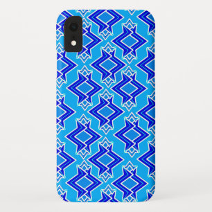 Art Deco Wallpaper Pattern, Cerulean Blue iPhone XR Case