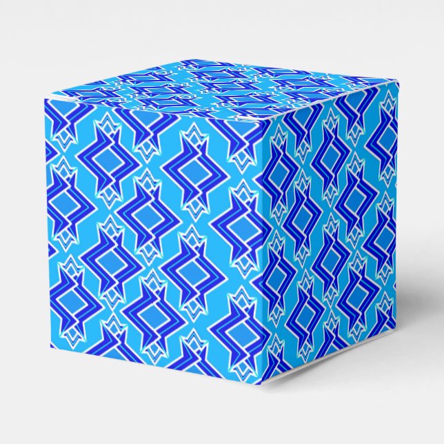 Art Deco Wallpaper Pattern, Cerulean Blue Favour Box (Front Side)