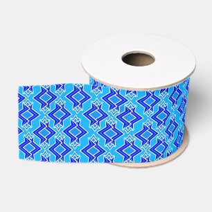 Art Deco Wallpaper Pattern, Cerulean Blue Grosgrain Ribbon