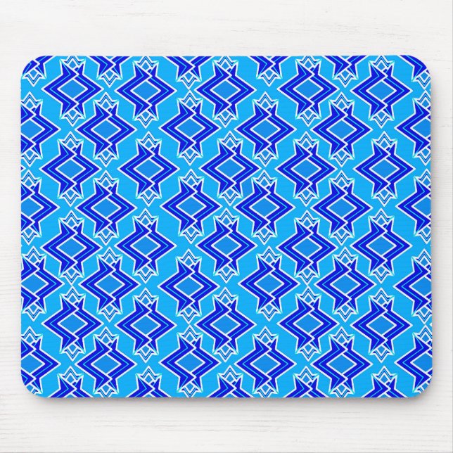 Art Deco Wallpaper Pattern, Cerulean Blue Mouse Pad (Front)