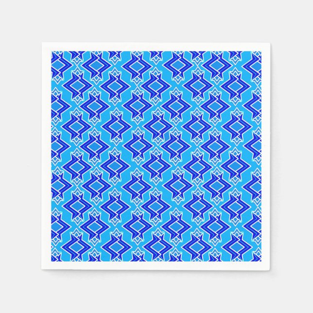 Art Deco Wallpaper Pattern, Cerulean Blue Napkin (Front)