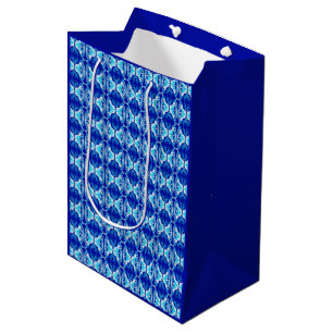 Art Deco wallpaper pattern - cobalt blue and white Medium Gift Bag