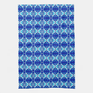 Art Deco wallpaper pattern - cobalt blue and white Tea Towel