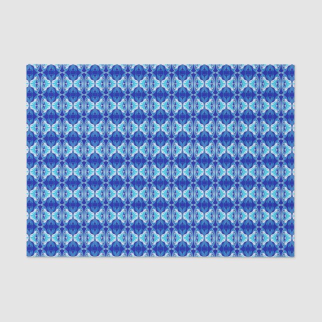 Art Deco wallpaper pattern - cobalt blue and white Tissue Paper (Front)