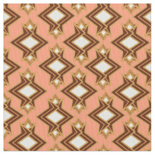 Art Deco Wallpaper Pattern, Coral and Brown Fabric