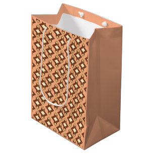 Art Deco Wallpaper Pattern, Coral and Brown Medium Gift Bag