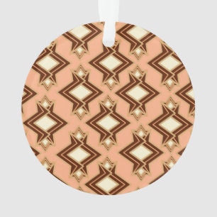 Art Deco Wallpaper Pattern, Coral and Brown Ornament