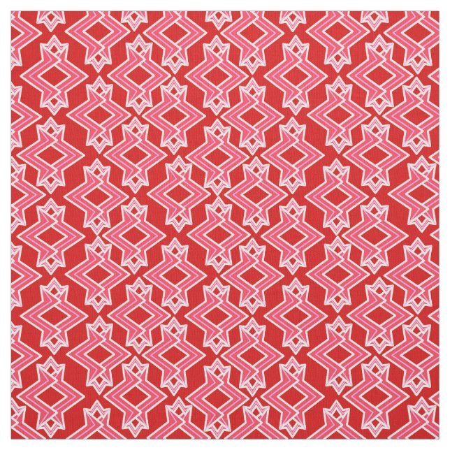 Art Deco Wallpaper Pattern, Dark Red and Pink Fabric (Swatch)