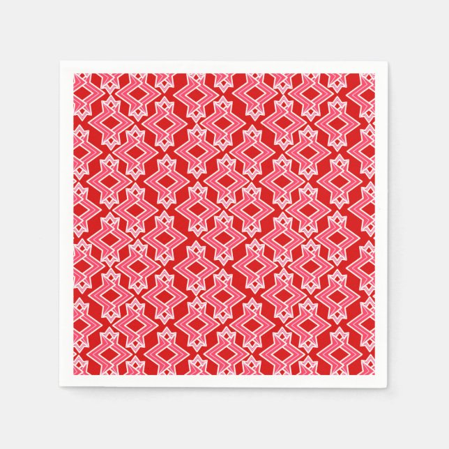 Art Deco Wallpaper Pattern, Dark Red and Pink Napkin (Front)