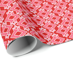 Art Deco Wallpaper Pattern, Dark Red and Pink Wrapping Paper