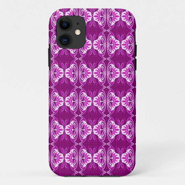 Art Deco wallpaper pattern - deep purple and white Case-Mate iPhone Case (Back)
