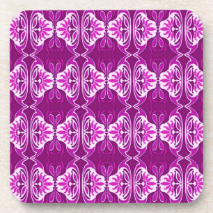 Art Deco wallpaper pattern - deep purple and white Coaster