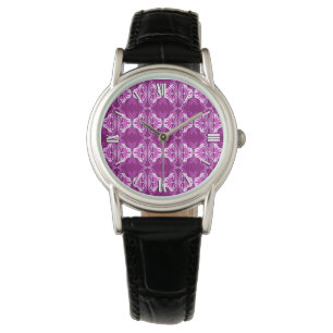 Art Deco wallpaper pattern - deep purple and white Watch