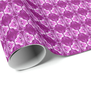 Art Deco wallpaper pattern - deep purple and white Wrapping Paper
