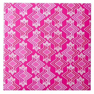Art Deco Wallpaper Pattern, Fuchsia Pink Ceramic Tile