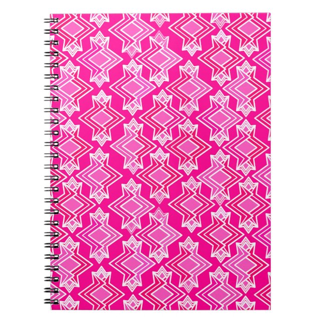 Art Deco Wallpaper Pattern, Fuchsia Pink Notebook (Front)