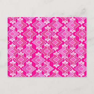 Art Deco Wallpaper Pattern, Fuchsia Pink Postcard